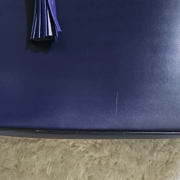 Kate Spade Navy Leather Tote with Tassel - Picture 9 of 11